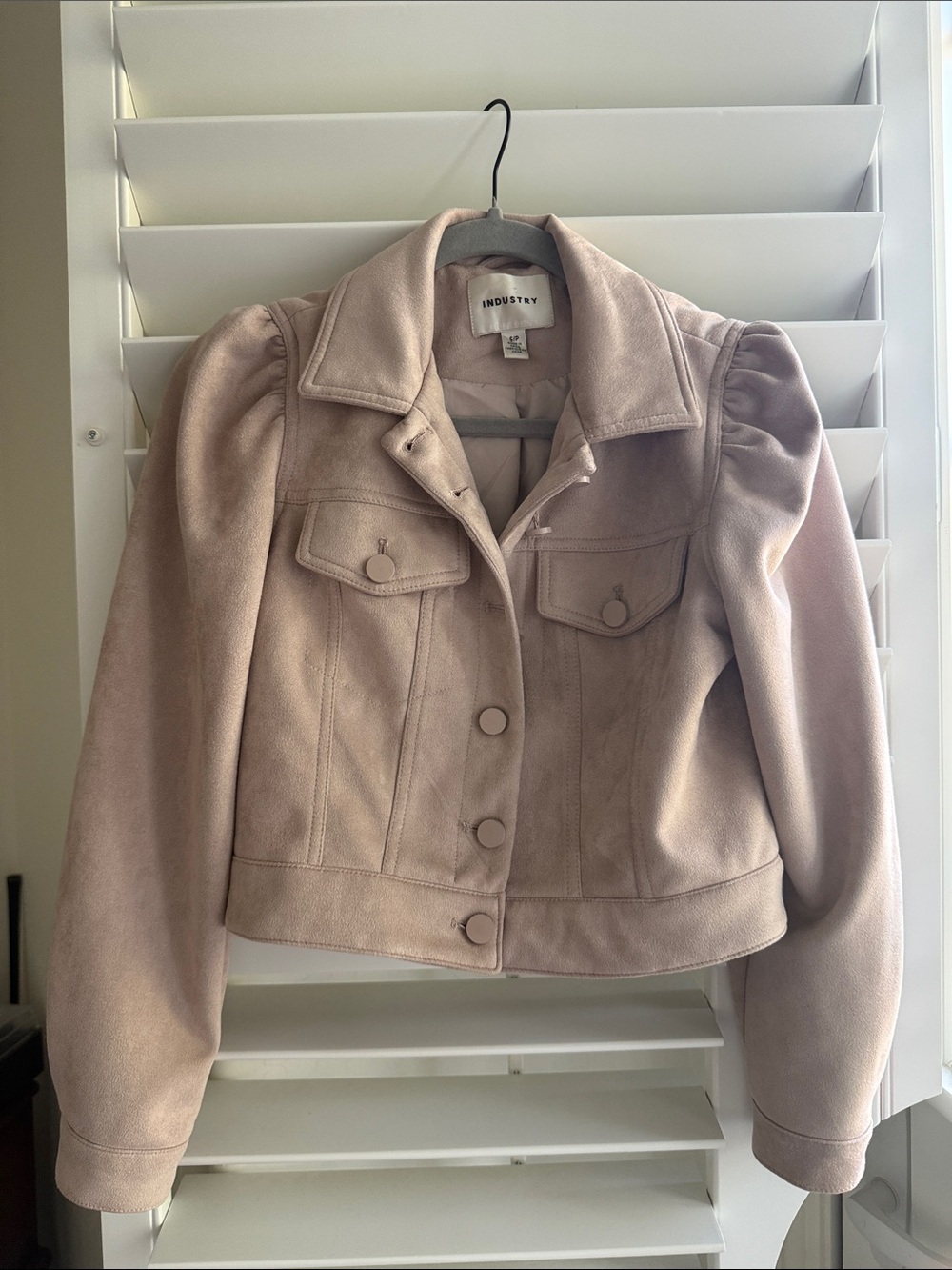 Industry Blush Pink Puff-Sleeve Jean Jacket